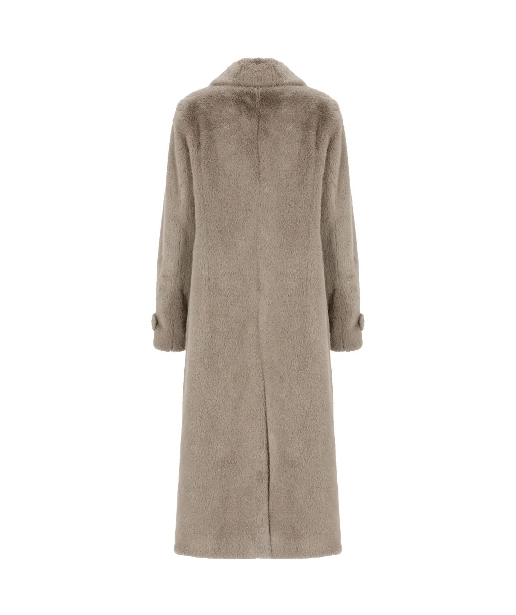 Button-Detailed Brushed-Effect Coat