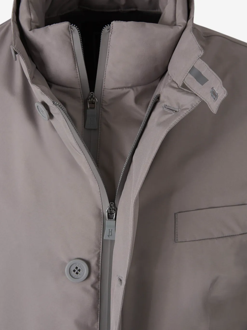 High-Neck Buttoned Padded Jacket