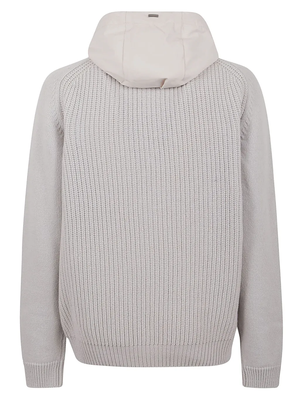 Long-Sleeved Hooded Knitted Jumper