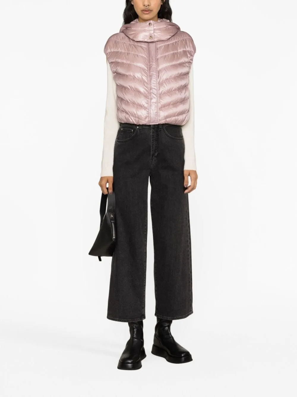 Glossy Finish Cropped Down Gilet