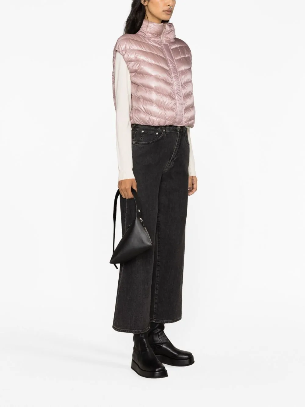 Glossy Finish Cropped Down Gilet