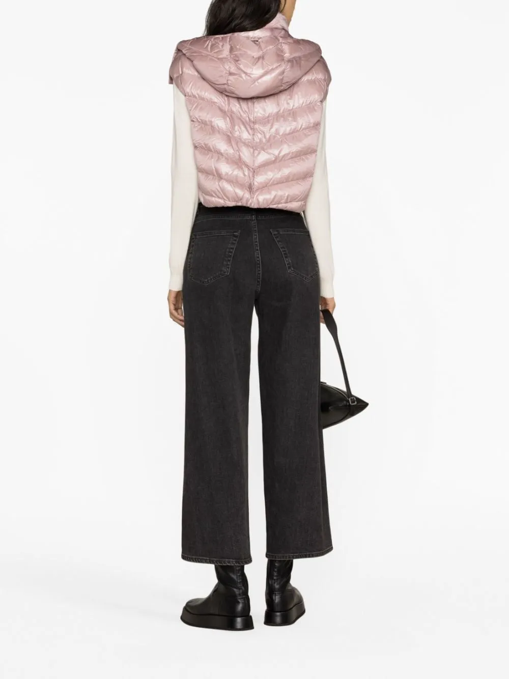 Glossy Finish Cropped Down Gilet