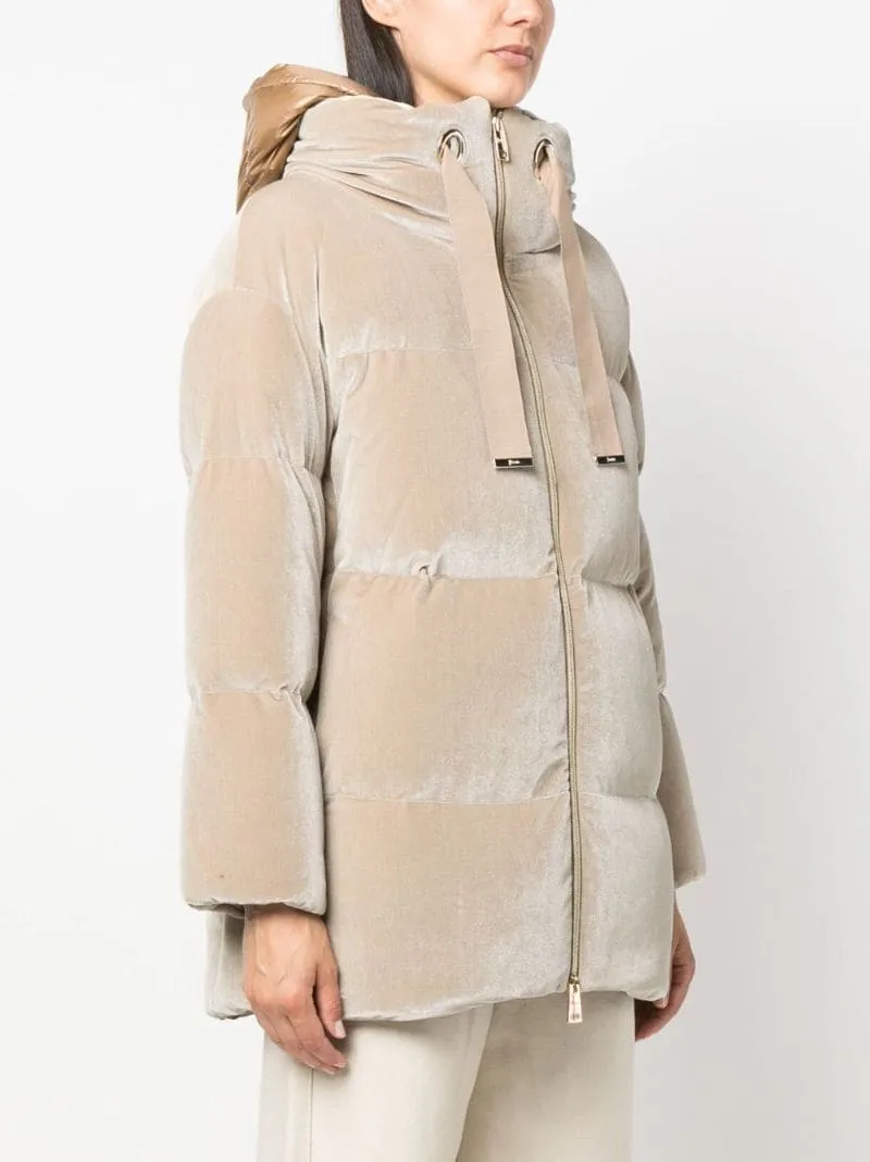 Padded Velour Hooded Jacket