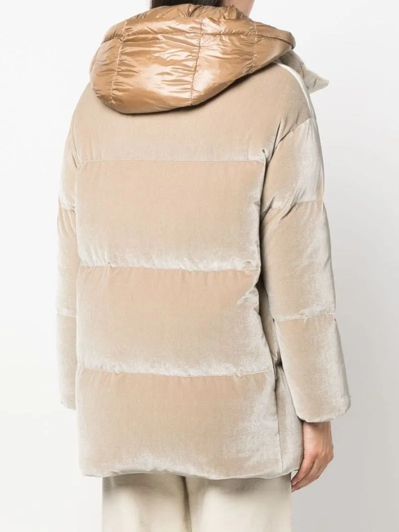 Padded Velour Hooded Jacket