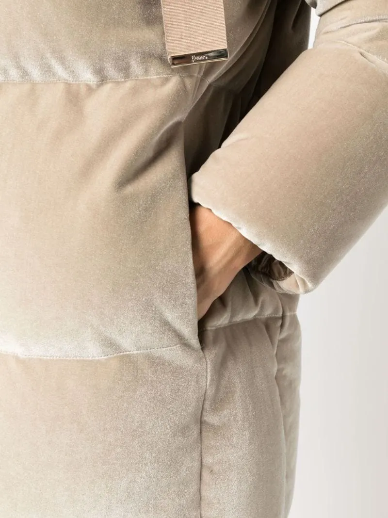 Padded Velour Hooded Jacket