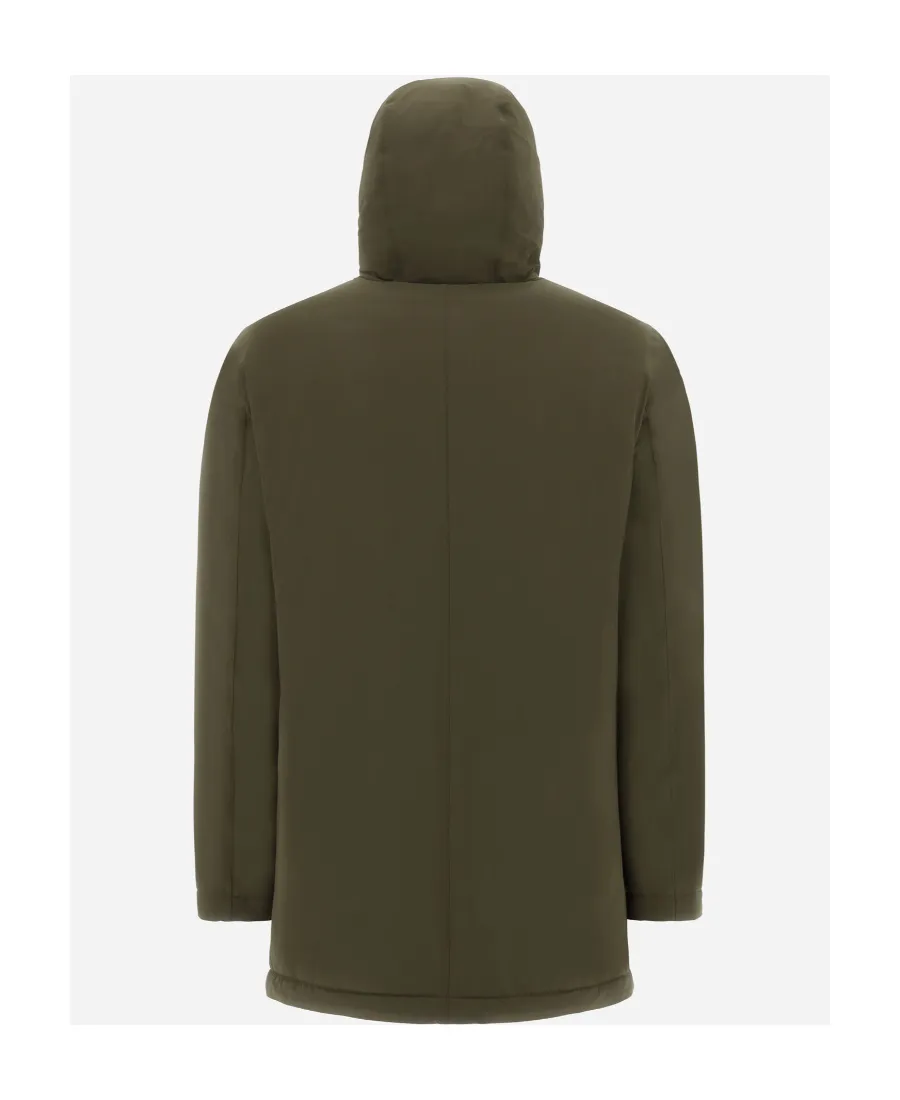 Long Sleeved Zip-Up Hooded Drawstring Raincoat