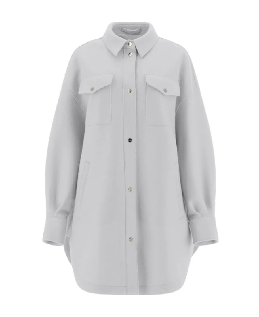 Felted-Finish Buttoned Long Shirt