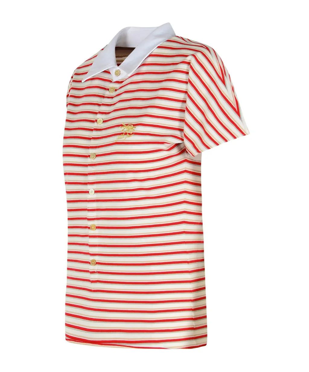 Logo Embroidered Striped Polo Top