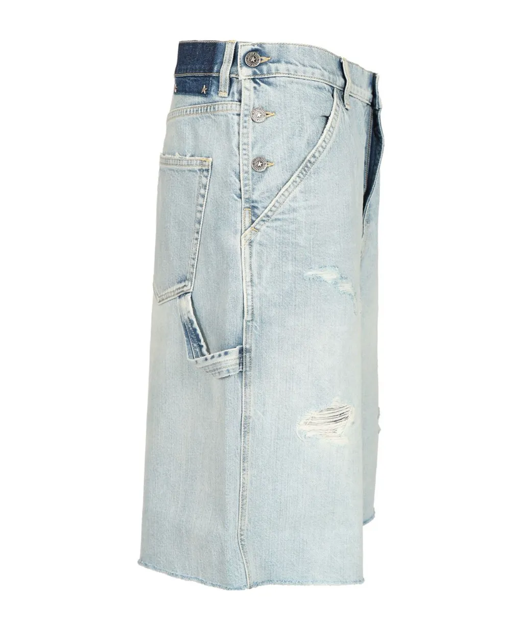 Distressed Denim Bermuda Shorts