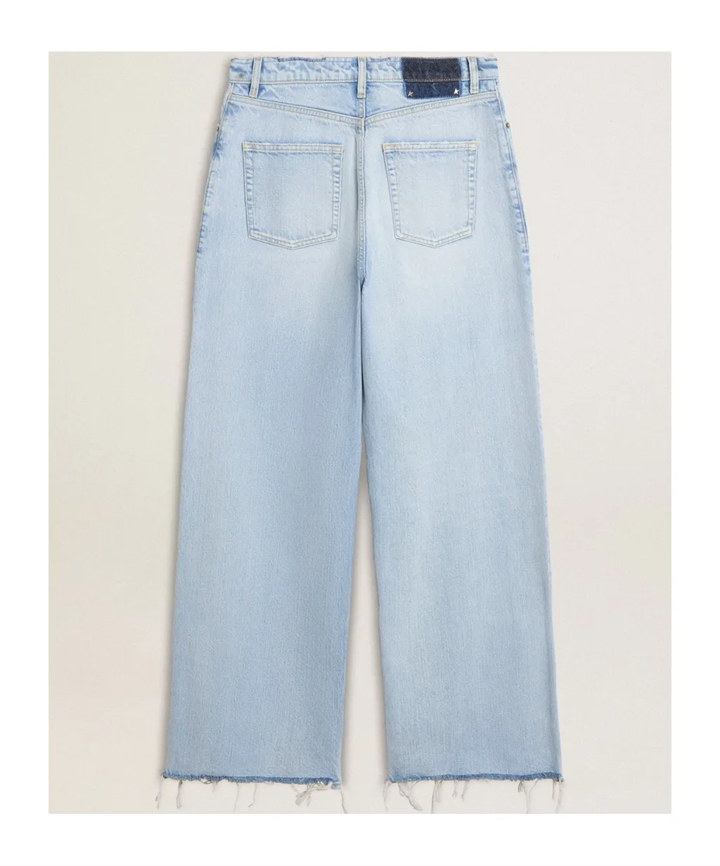 Wide-Leg Distressed Jeans