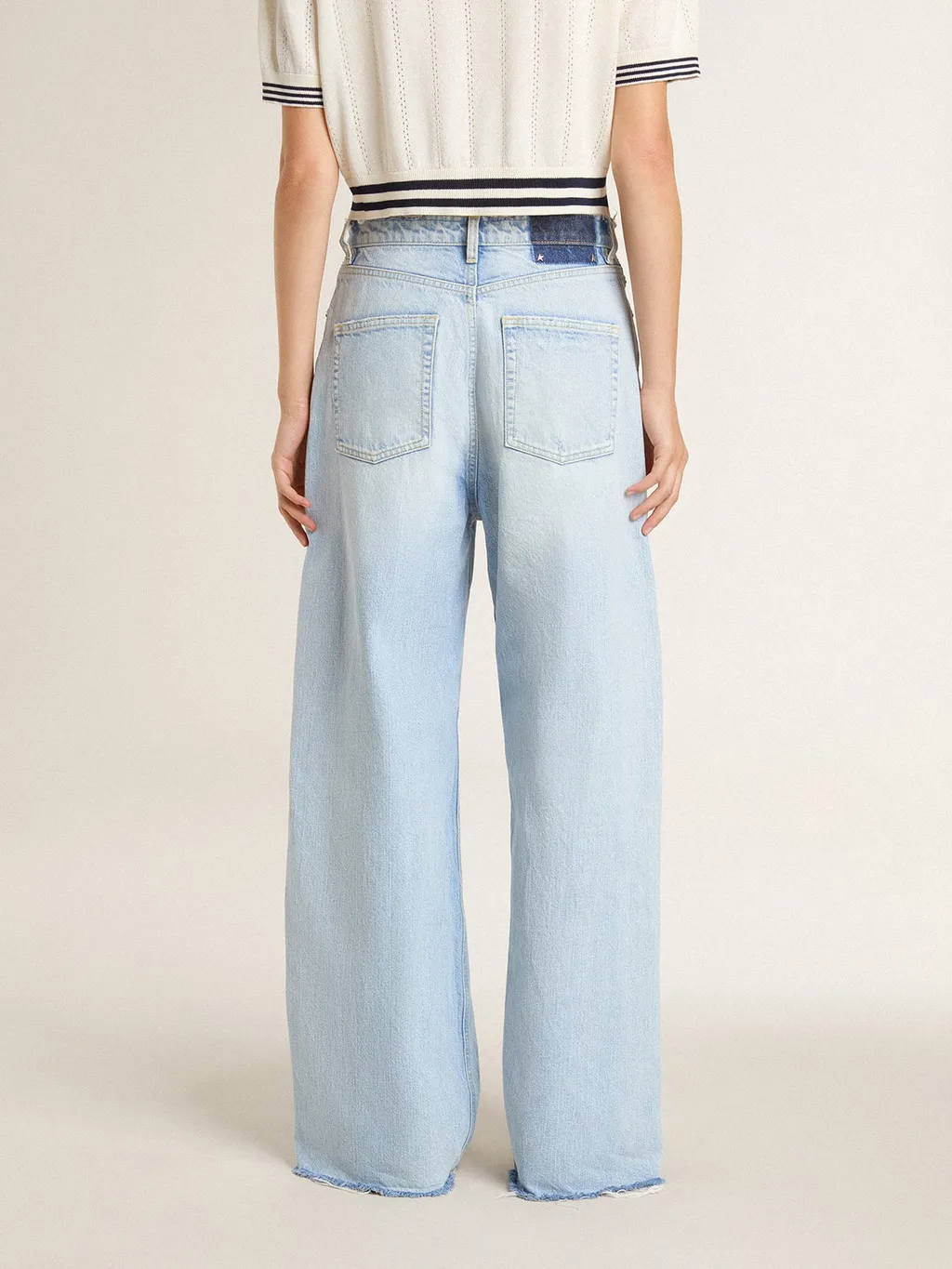 Wide-Leg Distressed Jeans