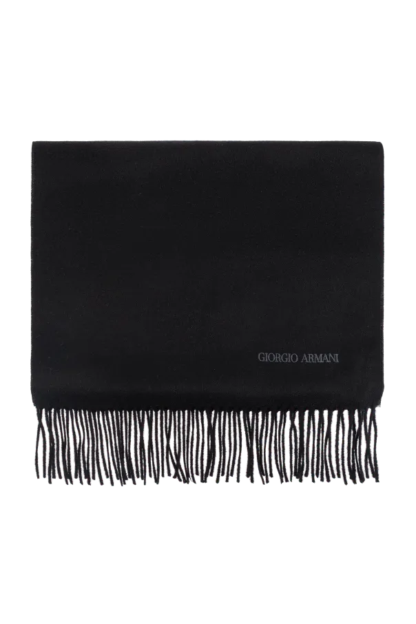 Logo Embroidered Fringed Scarf