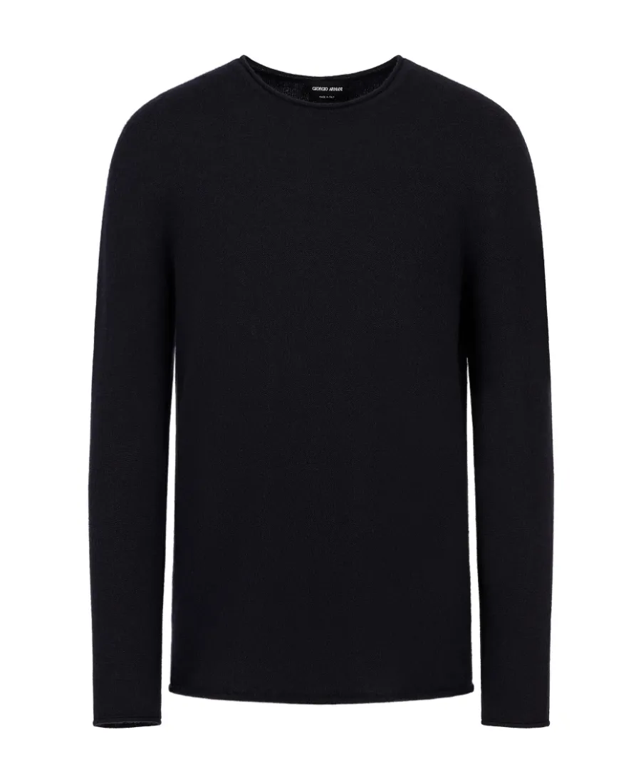 Icon Cashmere Double-Sided Rib Round Neck Sweater