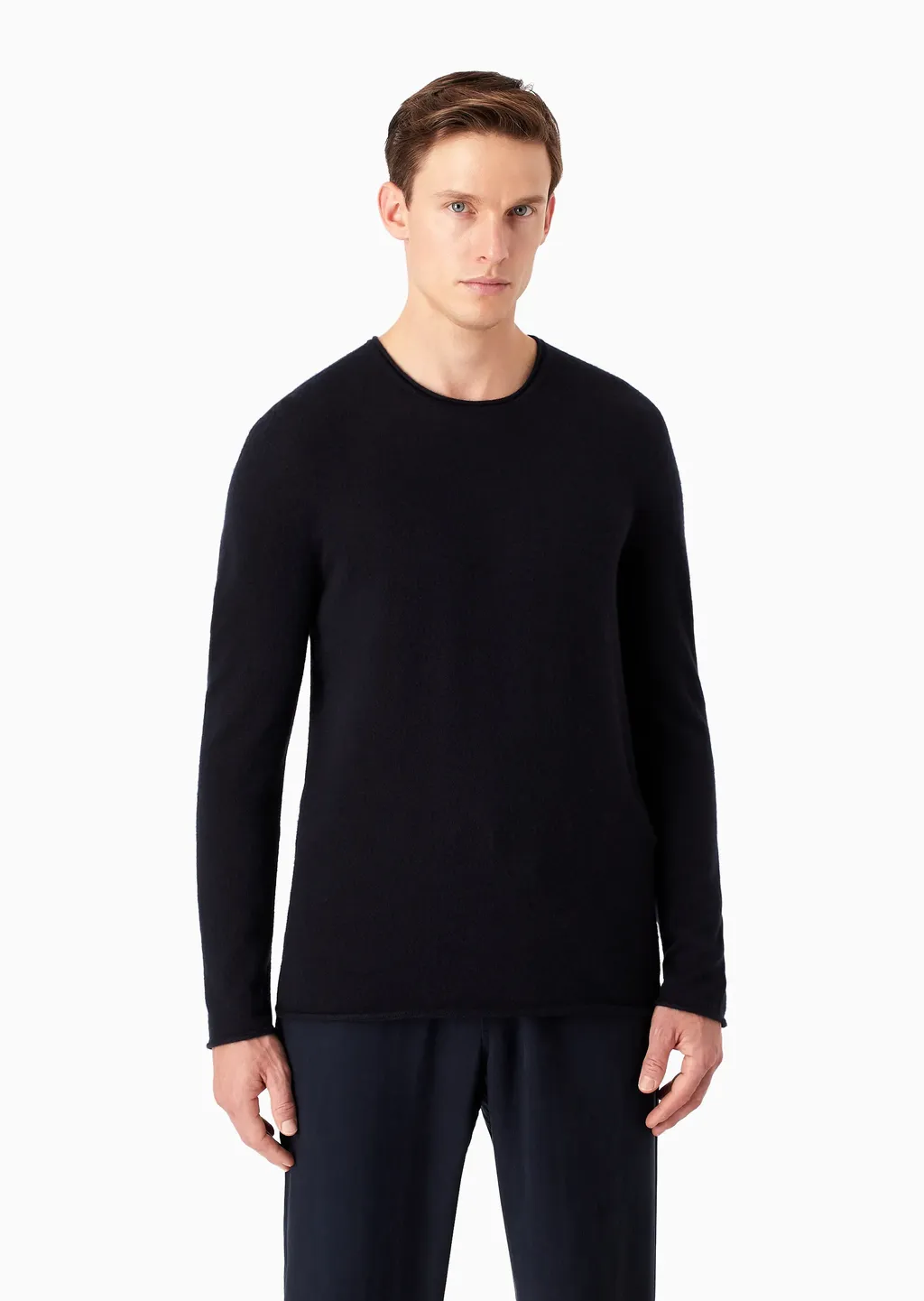Icon Cashmere Double-Sided Rib Round Neck Sweater
