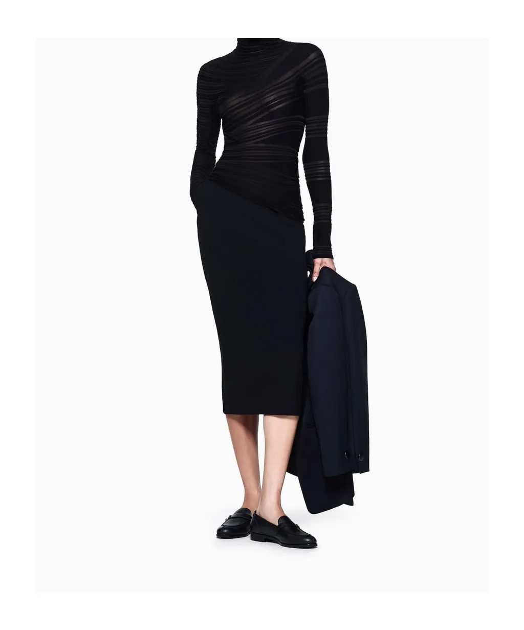 Wool-Blend Straight Skirt