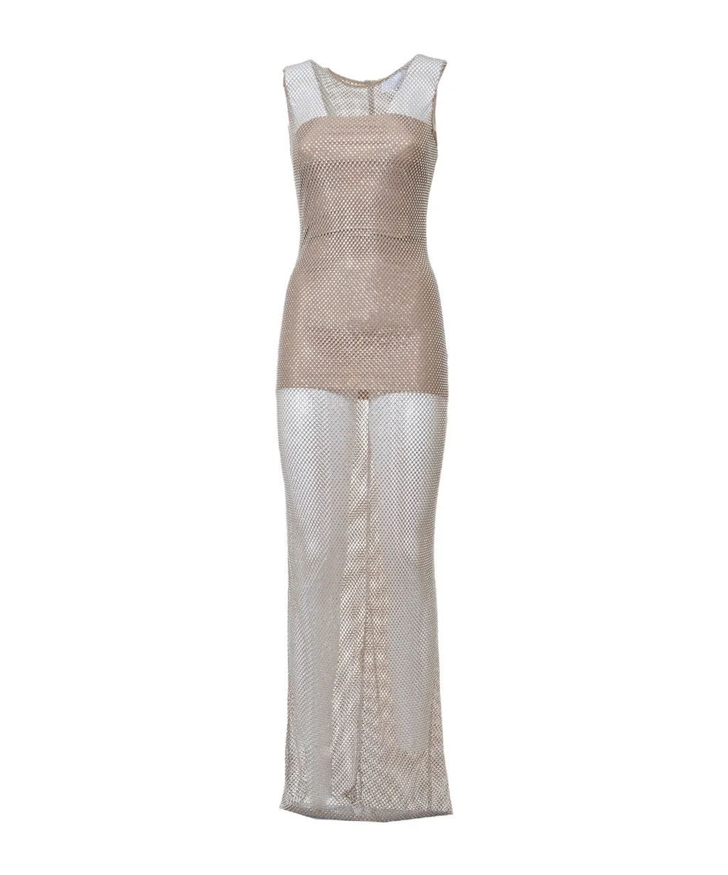 Sleeveless Mesh Maxi Dress