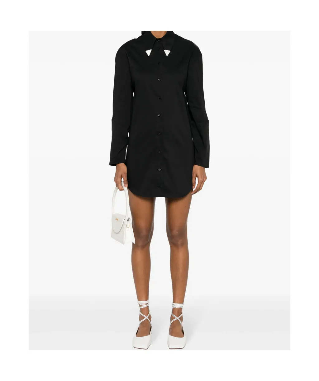 Rhinestone-Embellished Poplin Mini Dress