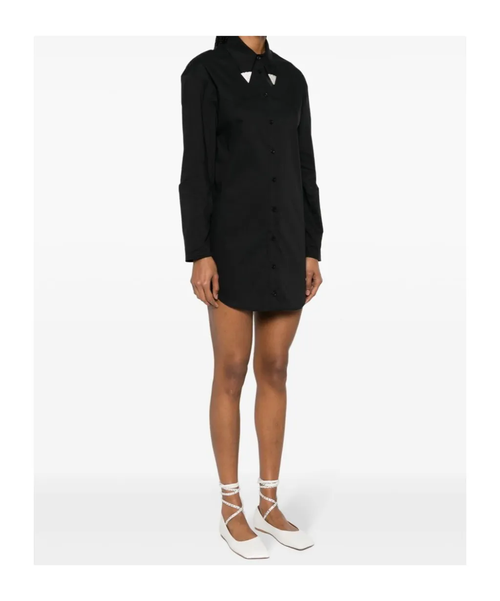 Rhinestone-Embellished Poplin Mini Dress