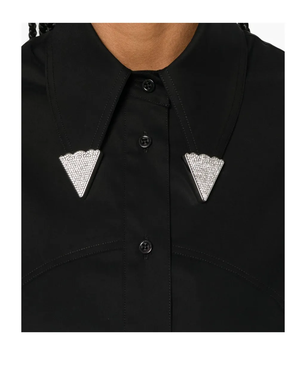 Rhinestone-Embellished Poplin Mini Dress