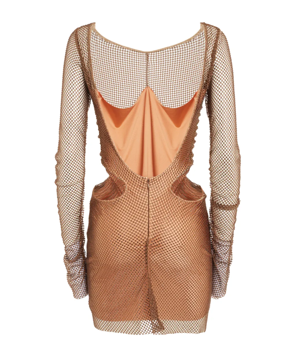 Rhinestone-Embellished Cut-Out Minidress