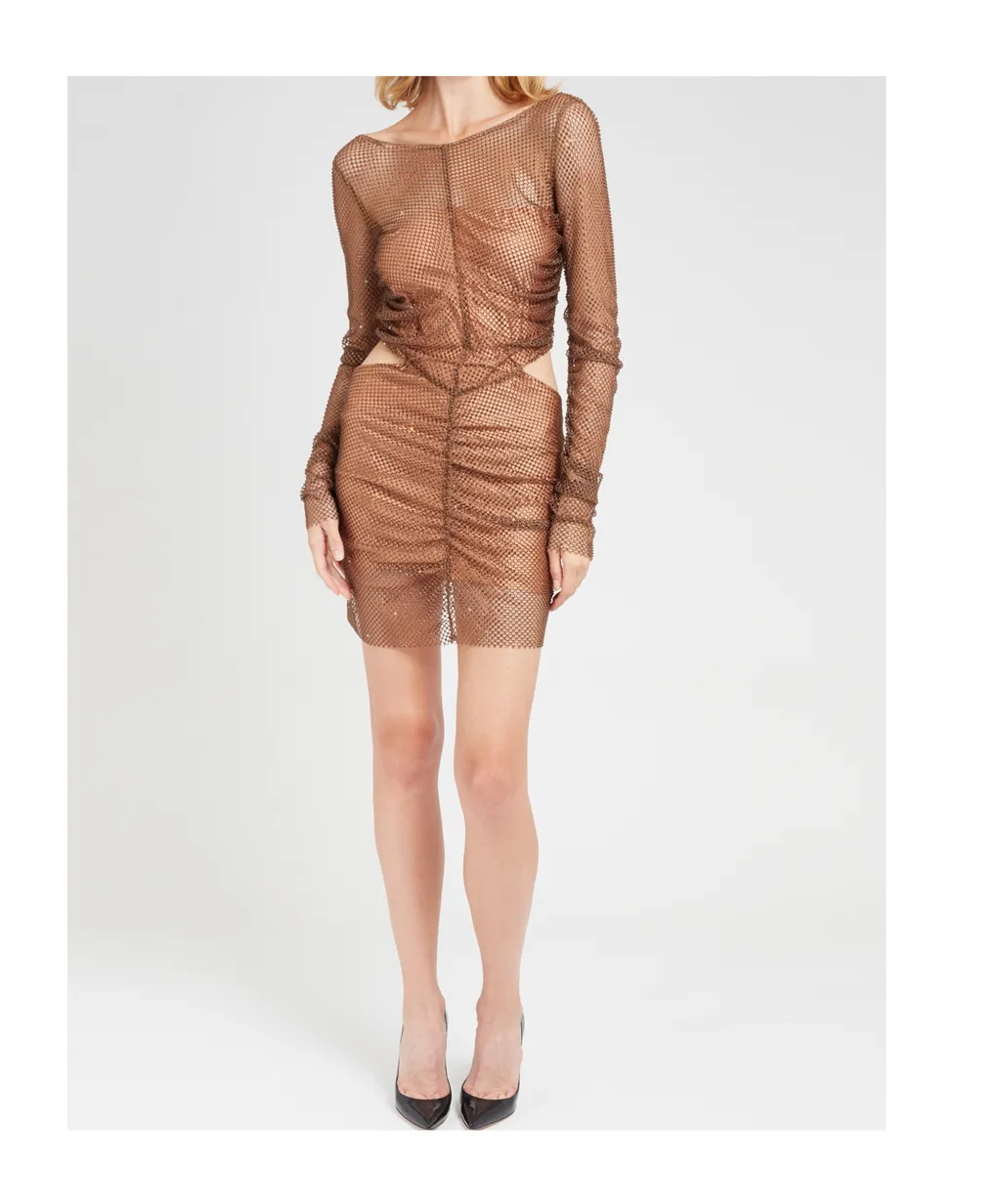 Rhinestone-Embellished Cut-Out Minidress