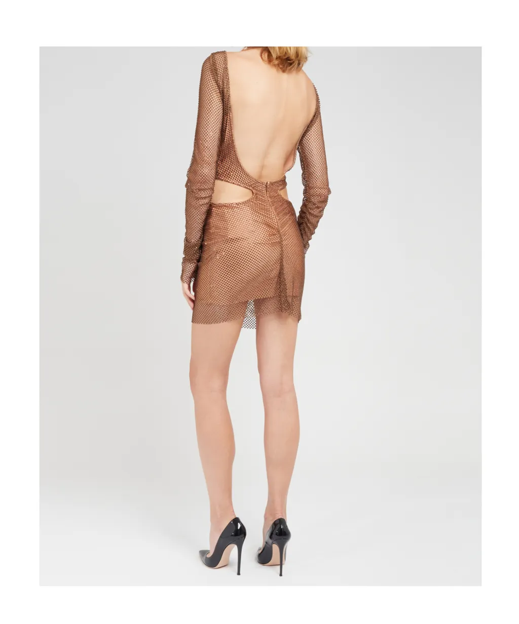 Rhinestone-Embellished Cut-Out Minidress
