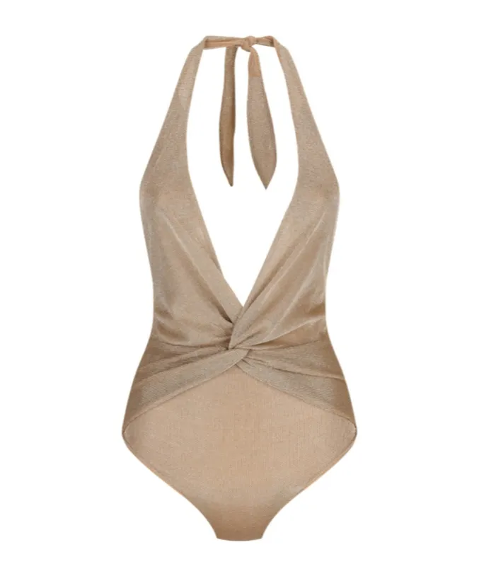 Metallic-Finish One-Piece Swimsuit