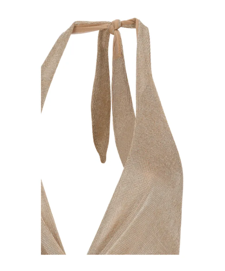 Metallic-Finish One-Piece Swimsuit