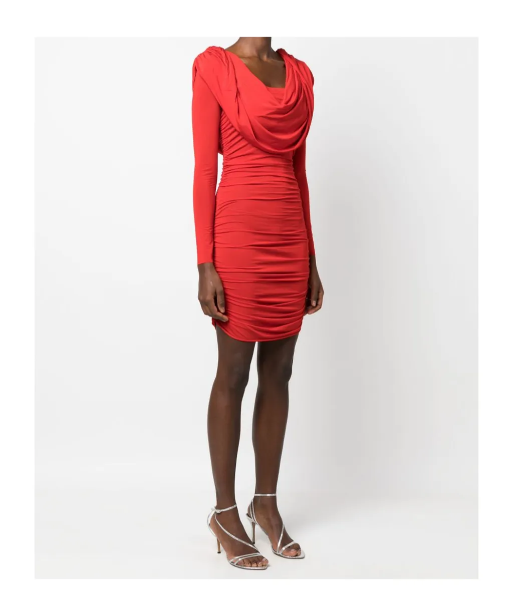 Cowl-Neck Ruched Minidress