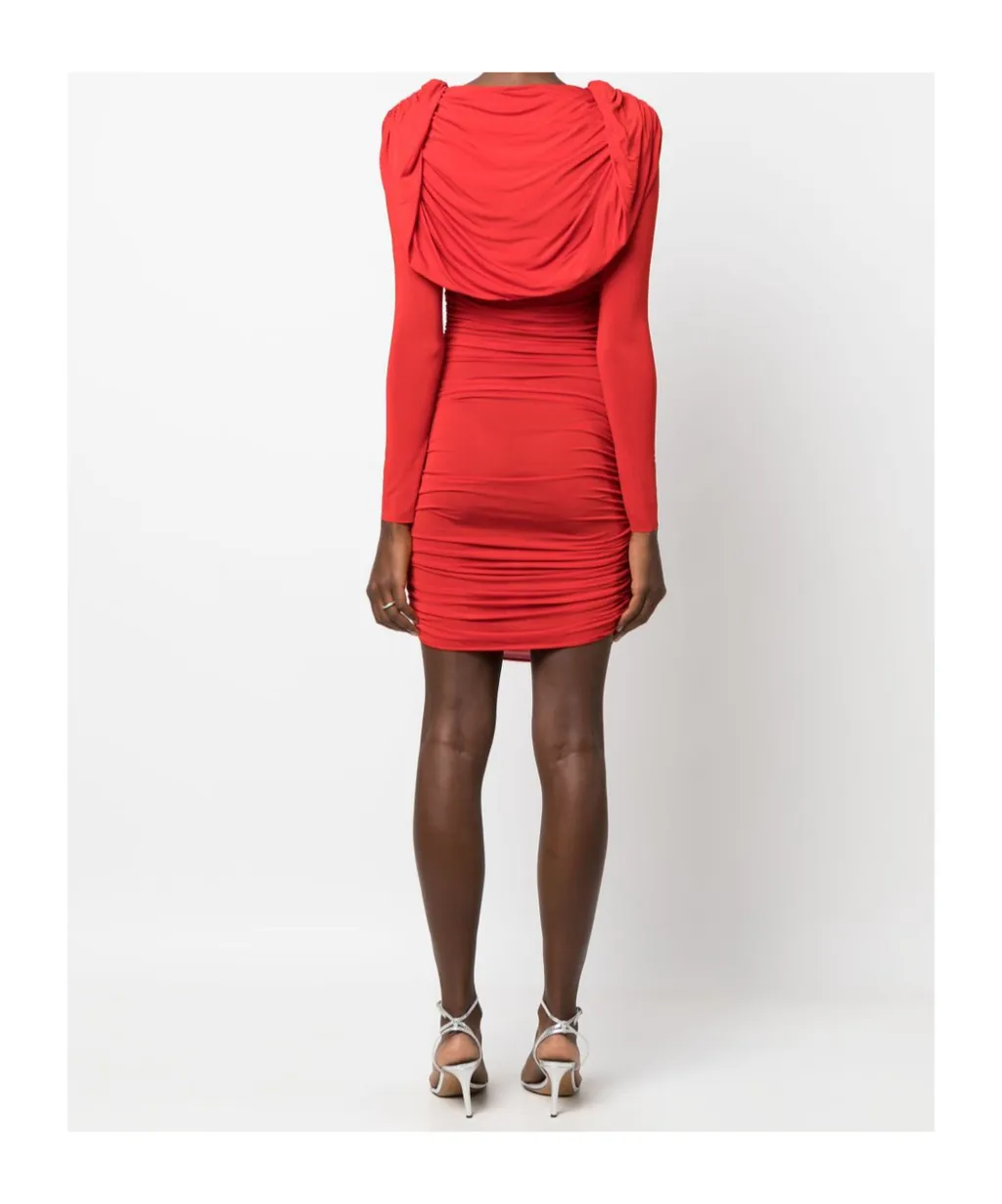 Cowl-Neck Ruched Minidress