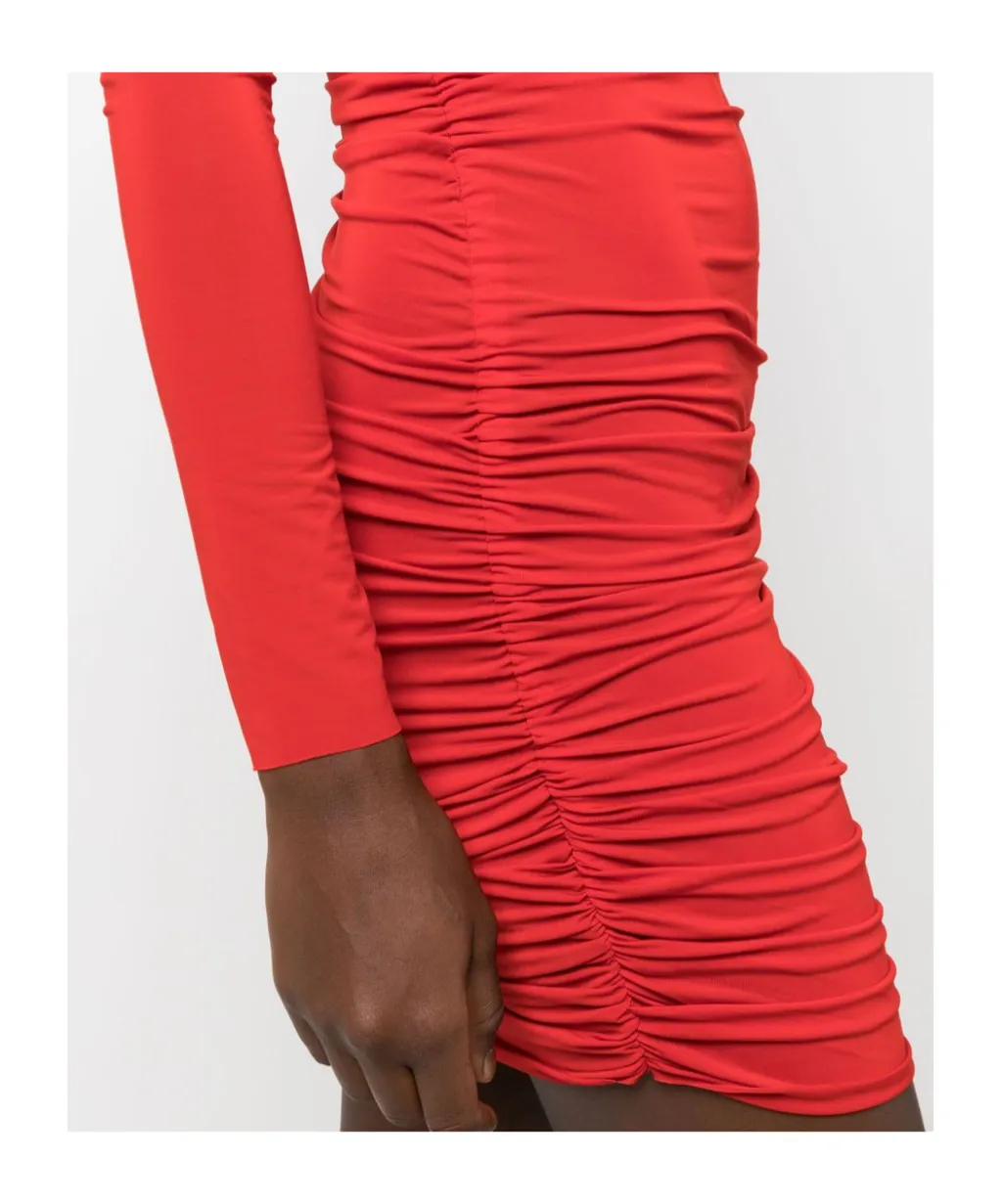 Cowl-Neck Ruched Minidress