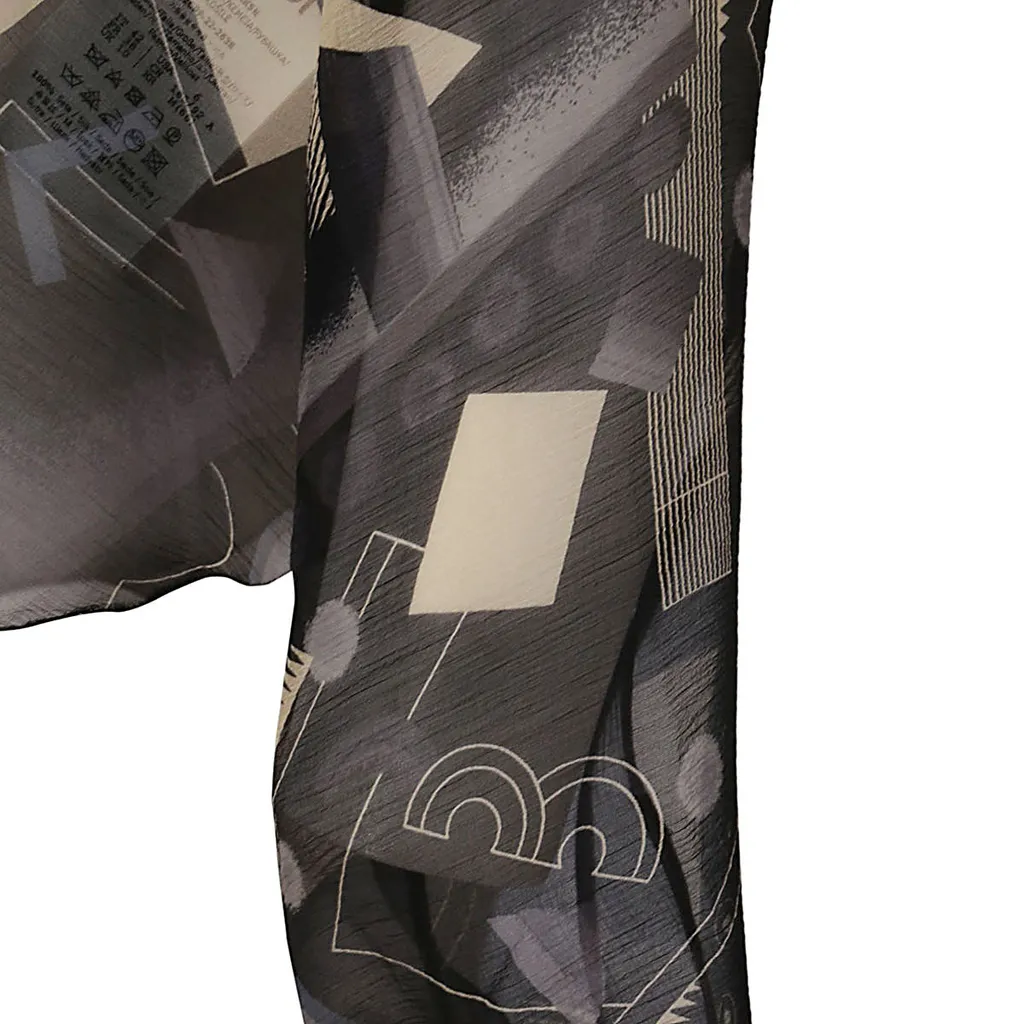 Graphic Printed Semi-Sheer Blouse