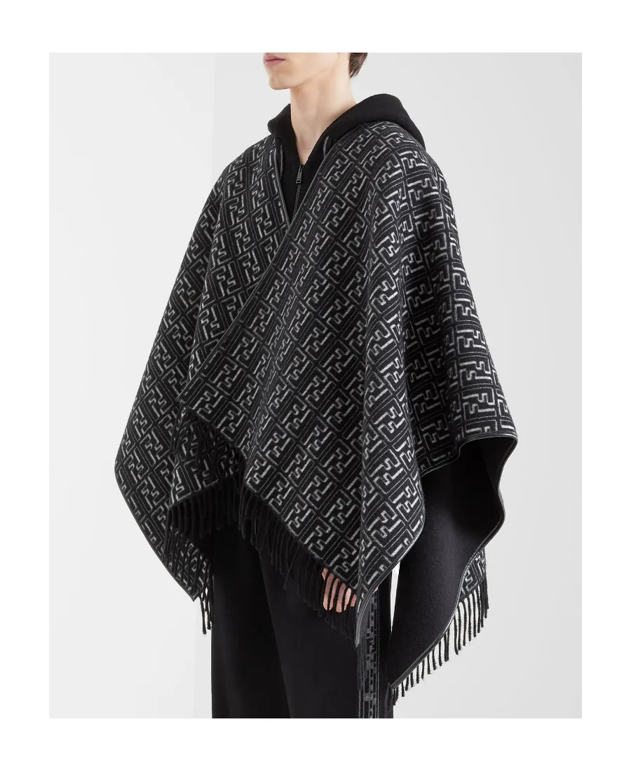 Black Wool Poncho