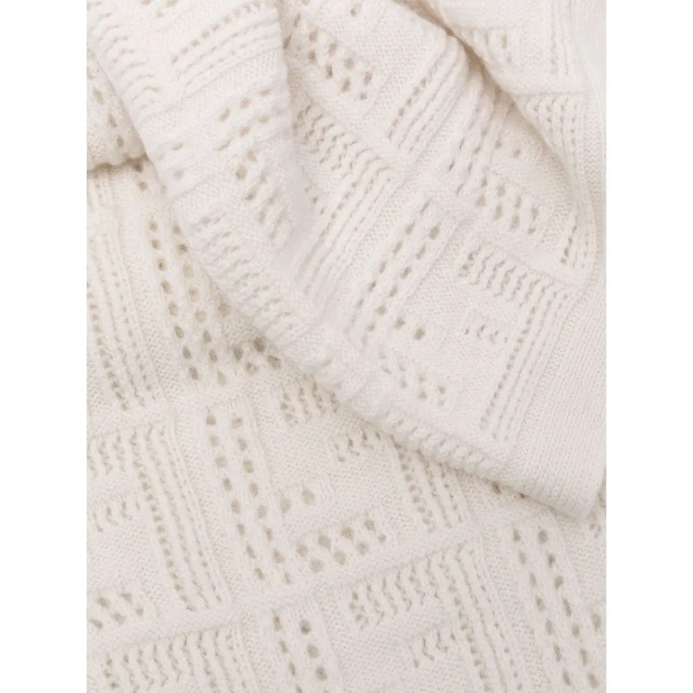 Logo Pointelle-Knit Scarf