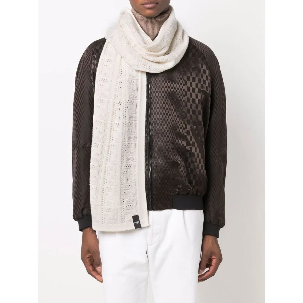 Logo Pointelle-Knit Scarf