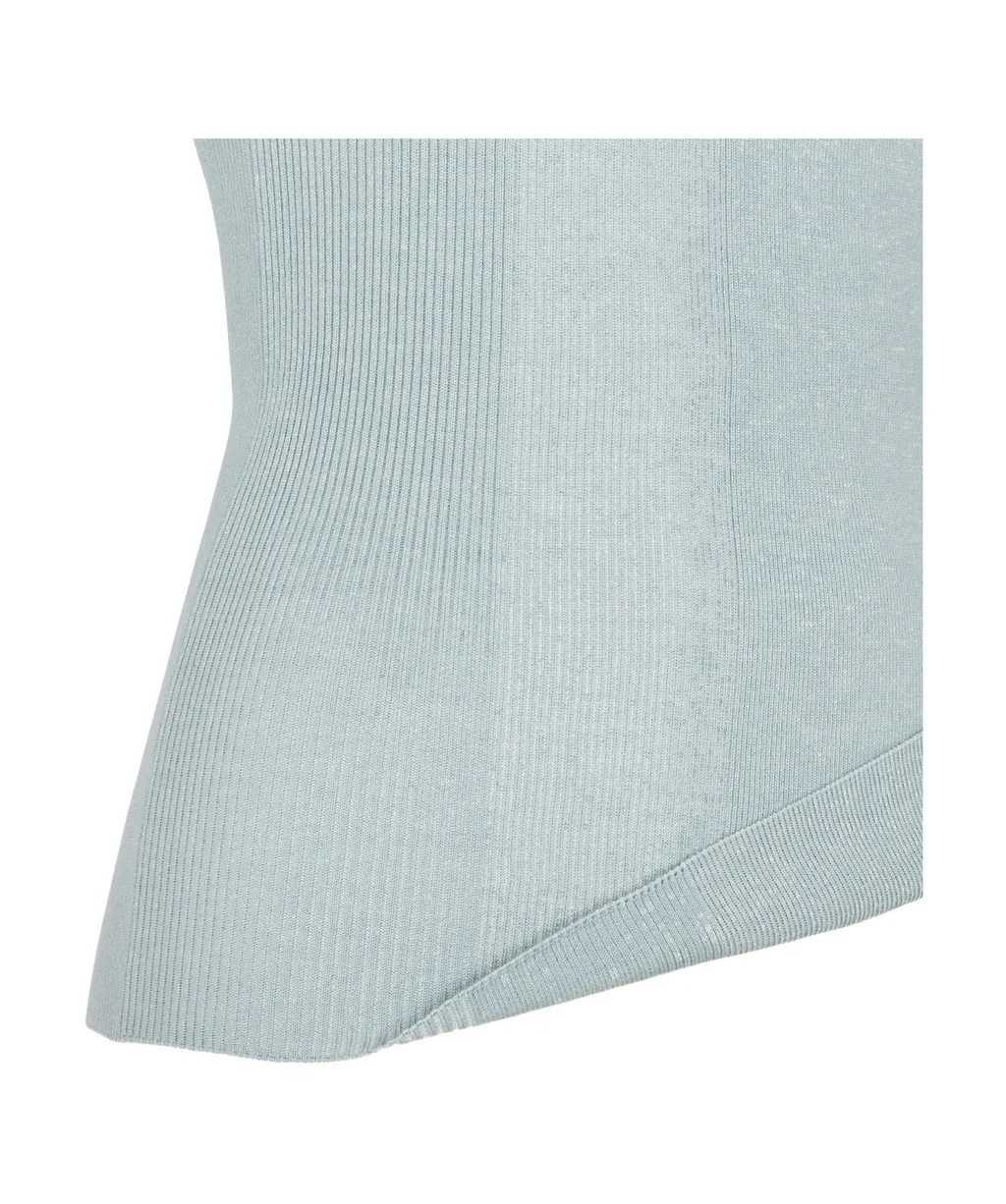 Asymmetric-Hem Ribbed-Knit Top