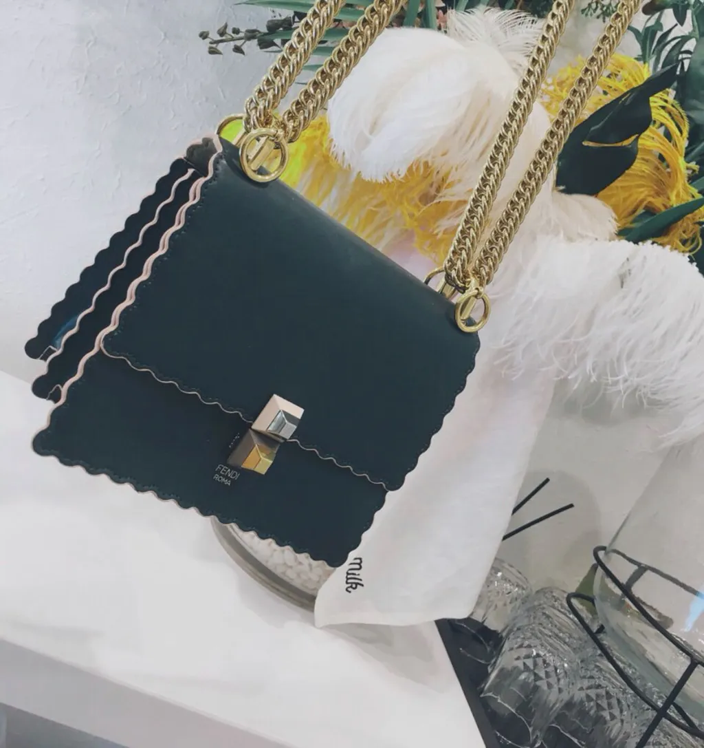 Kan I Fan Leather Shoulder Bag