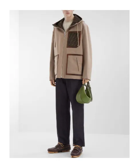 Ff Jacquard Hooded Short Parka