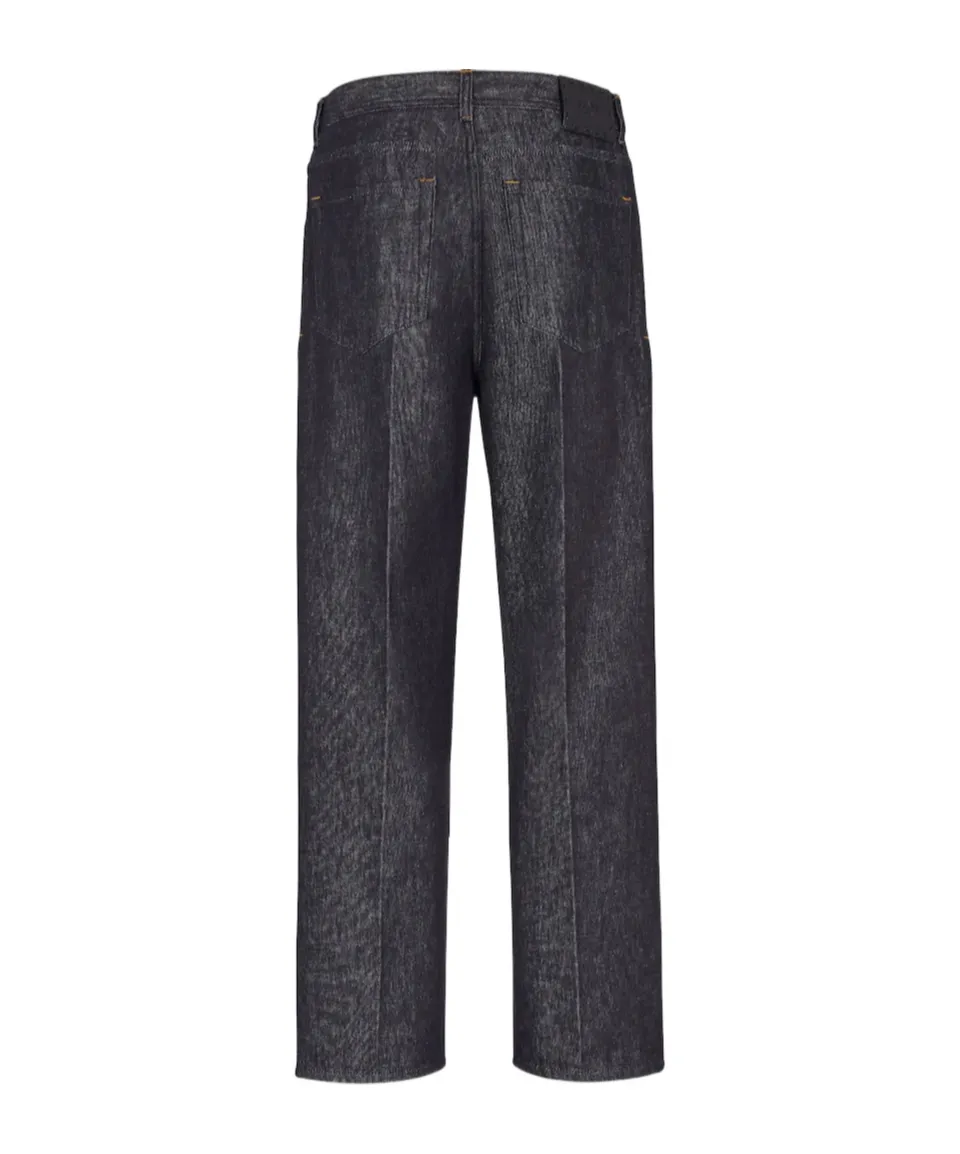 Straight-Leg Logo Patch Long Jeans