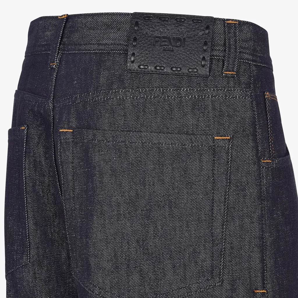Straight-Leg Logo Patch Long Jeans