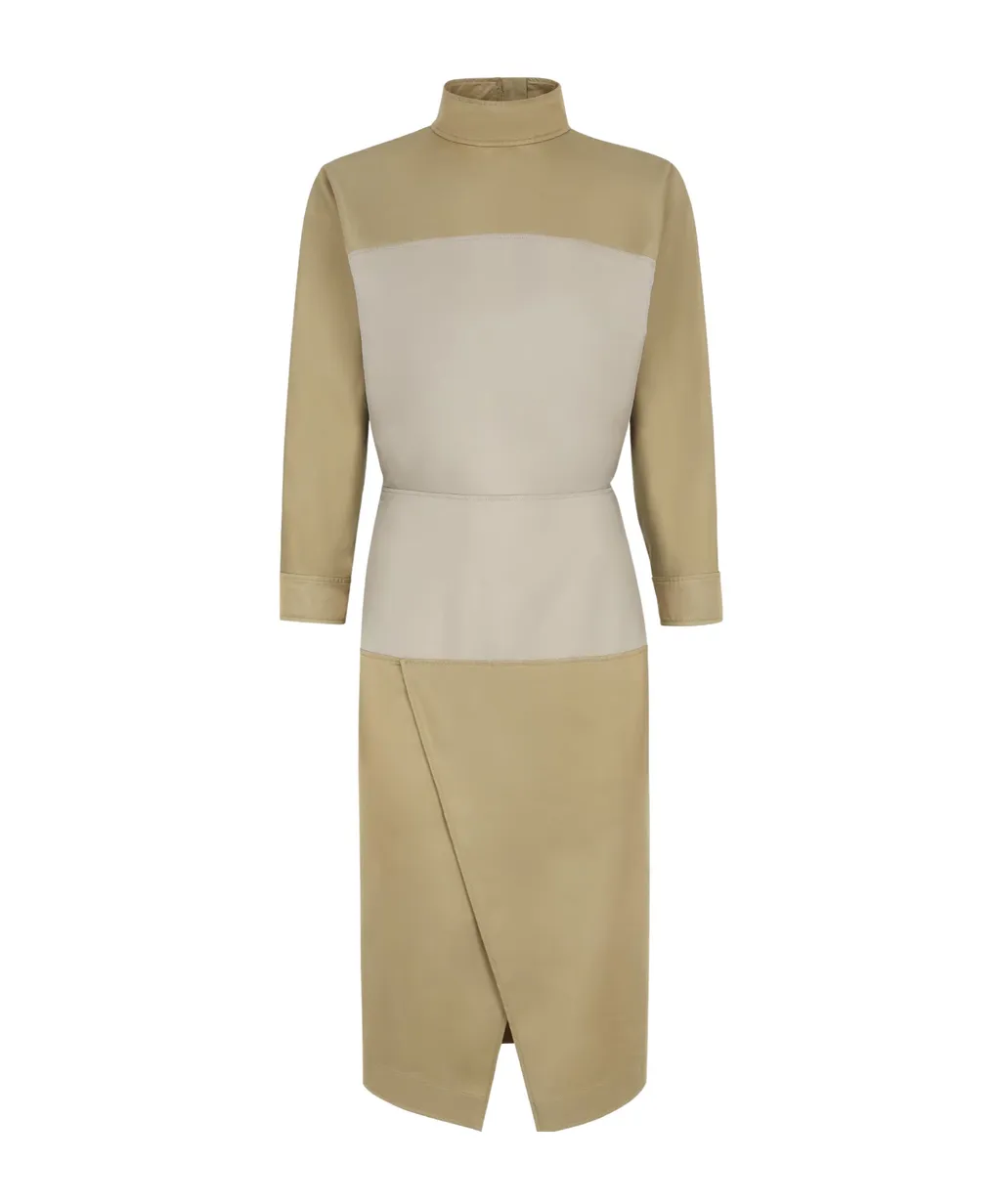 Stand Up Collar Midi Dress