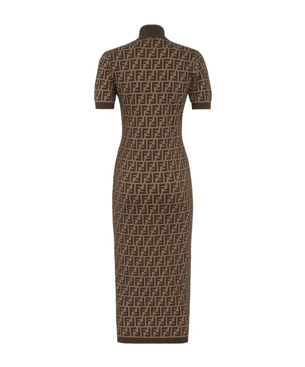 Ff Motif Knitted Midi Dress