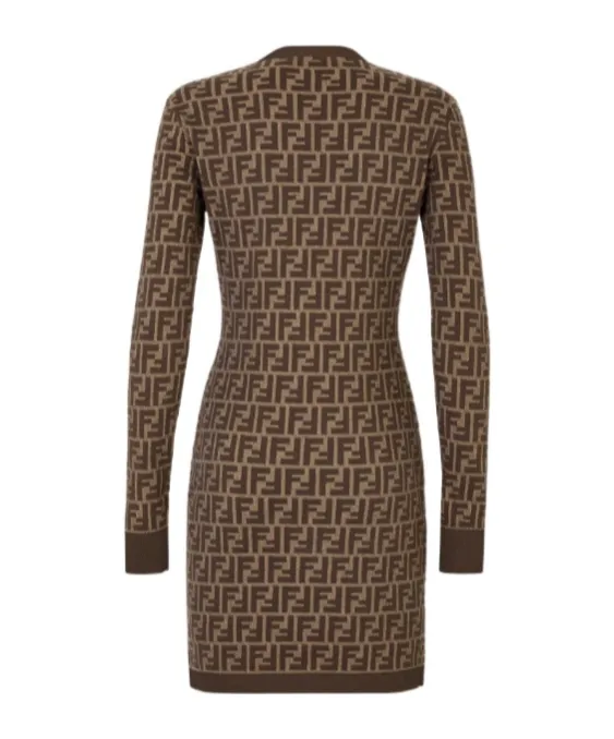 Monogrammed Long-Sleeve Dress