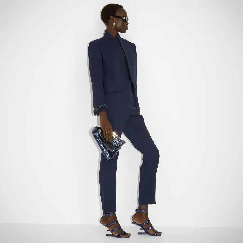 Trousers In Navy Blue Cady