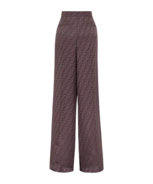 Ff Jacquard High-Waist Straight-Leg Trousers