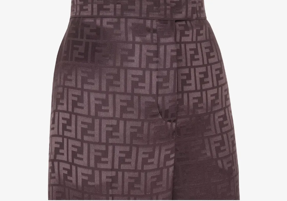 Ff Jacquard High-Waist Straight-Leg Trousers