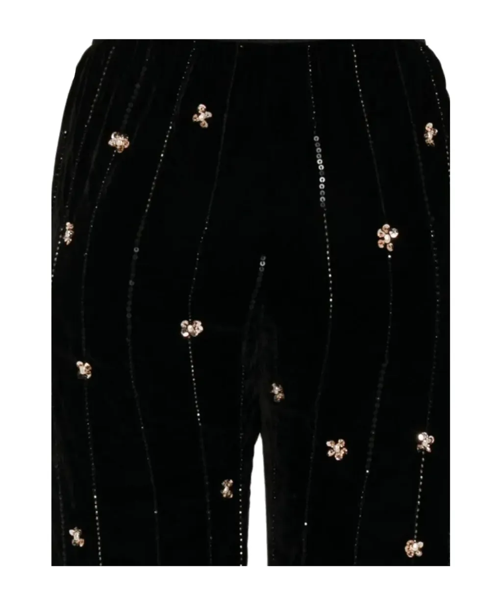 Embellished Wide-Leg Pants