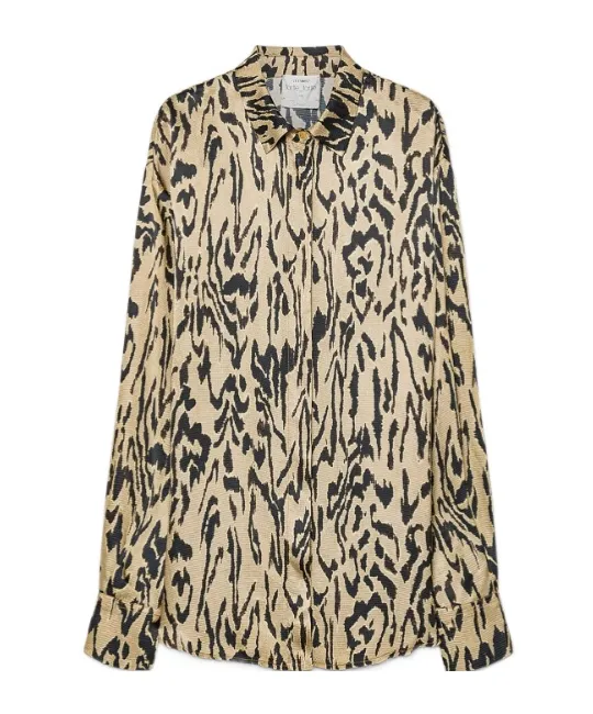 Oversized Satin Shirt With Print Design Moiré