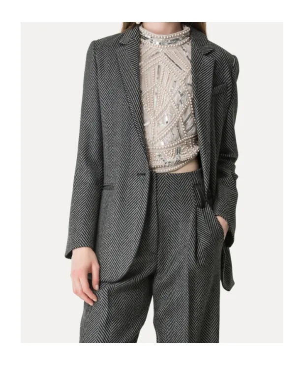 Wool Jacket With Chevron Patterning