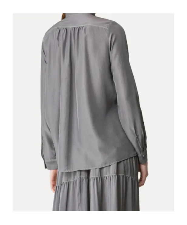 Shirt With A Funnel Neck In Habotai Silk